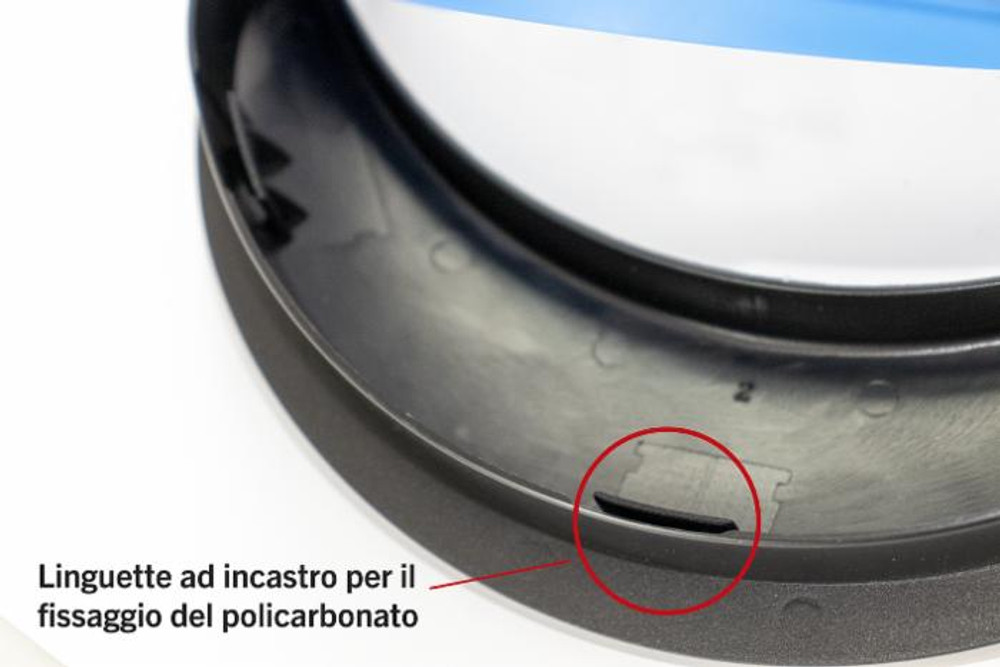 Visiera protettiva in policarbonato trasparente 195g certificata sanificabile e riutilizzabile - Ama Visiera protettiva in policarbonato trasparente 195g certificata sanificabile e riutilizzabile - Ama