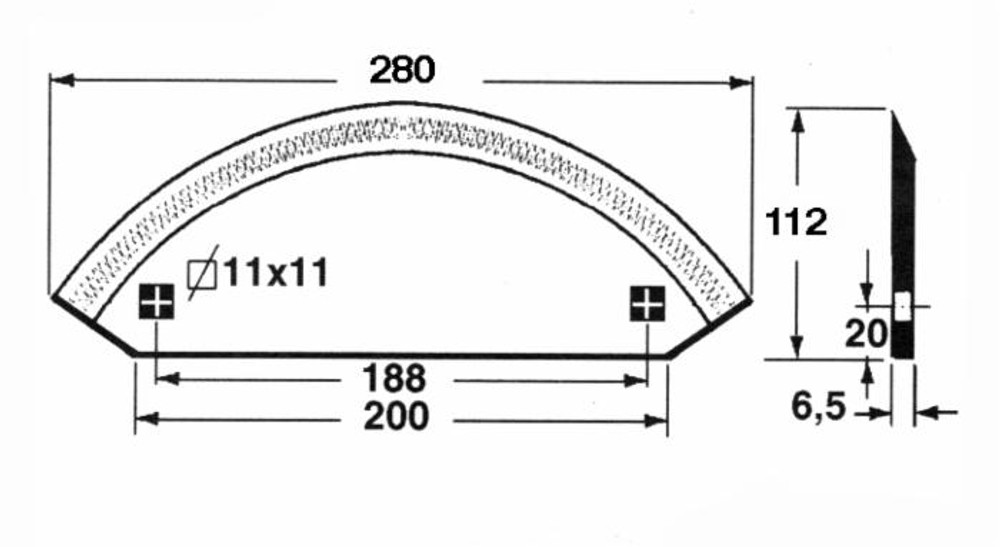 Coltello liscio per carri miscelatori 280x112mm adattabile a Storti 1000160 - Ama