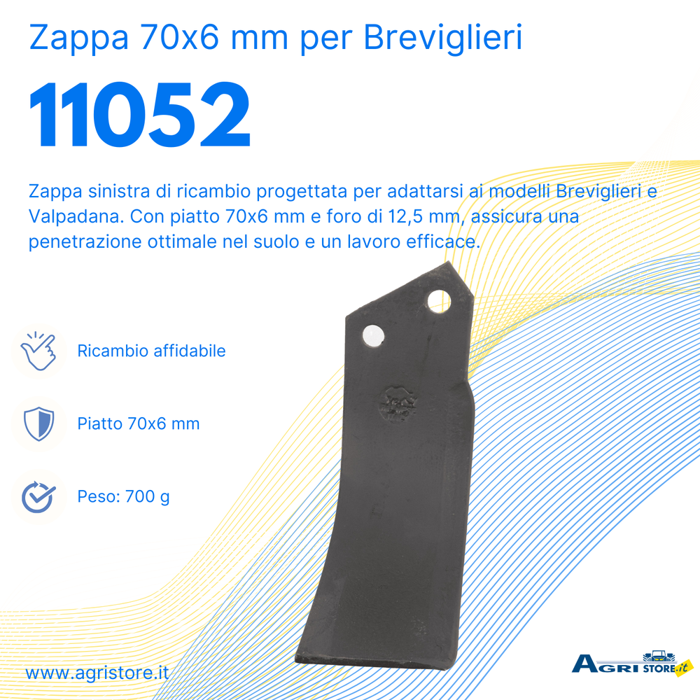 Zappa dx adattabile Breviglieri,Valpadana,piatto 70x6,foro 12,5 - Ama