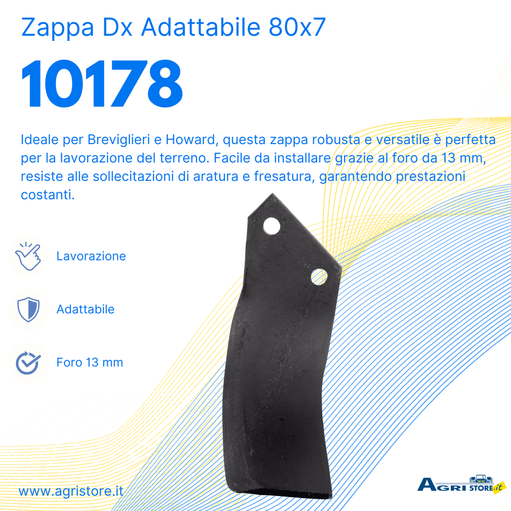 Zappa dx adattabile Breviglieri,Howard "u-e" Ar 80x7,foro 13 - Ama