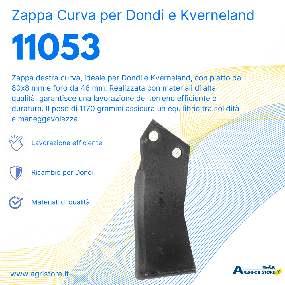 Zappa dx curva adattabile Dondi e Kverneland piatto da 80x8mm Ø foro 46mm - Ama