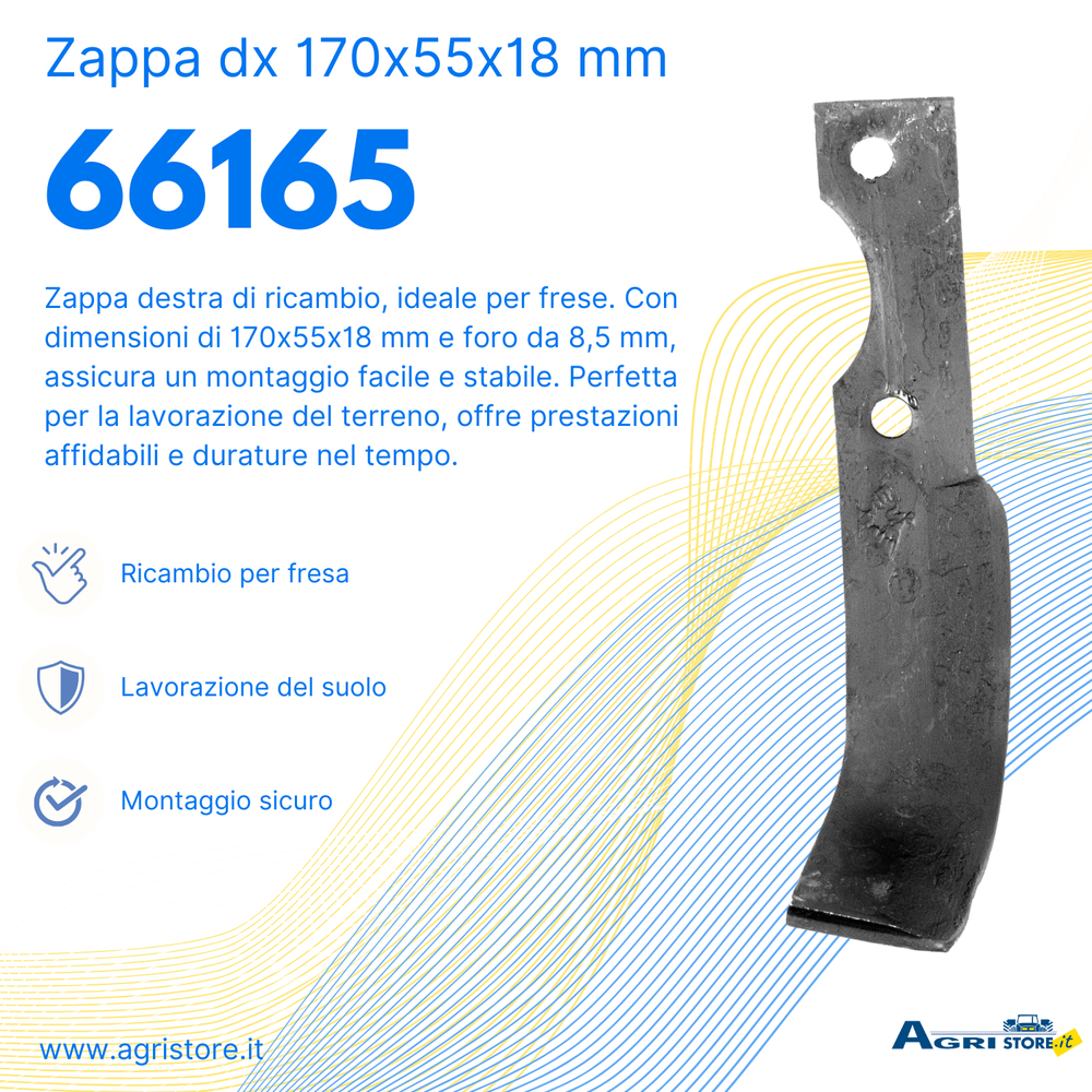 Zappa dx L 170,H 55,s 18,foro 8,5 - Ama