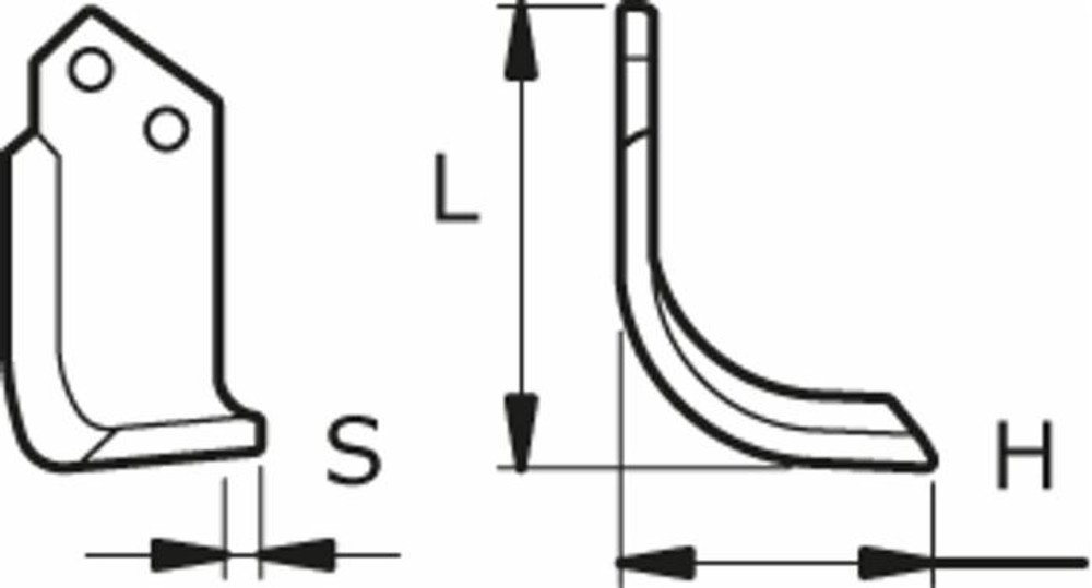 Zappa dx L 193,H 140,s 30,foro 12,5 - Ama