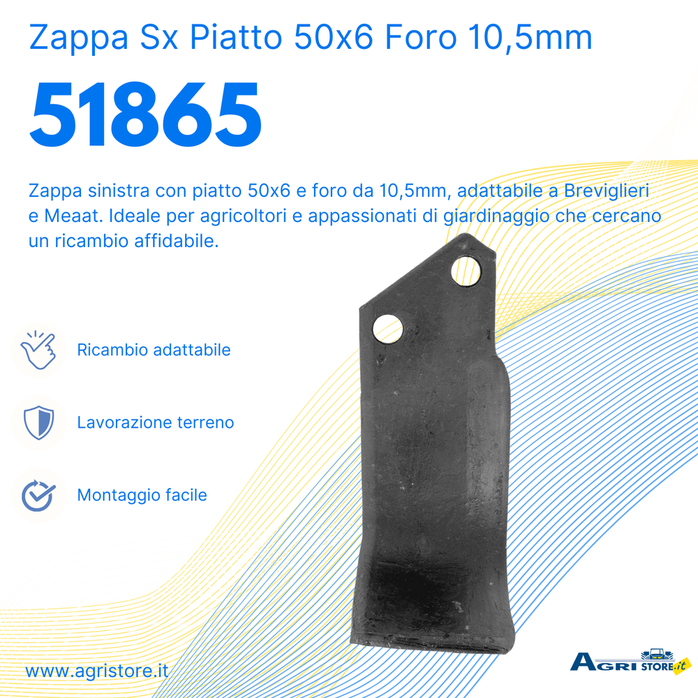 Zappa sx piatto 50x6 e foro 10,5mm adattabile - Ama