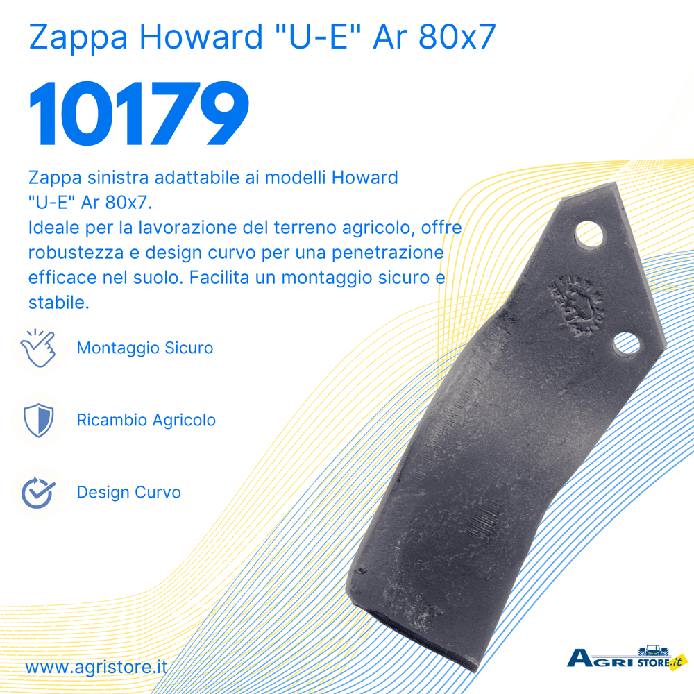 Zappa sx adattabile Howard "u-e" Ar 80x7,foro 12,5 - Ama