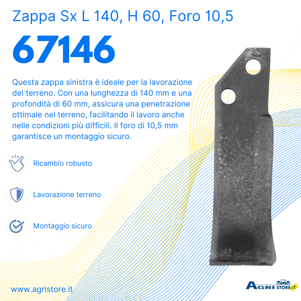 Zappa sx L 140,H 60,foro 10,5 - Ama