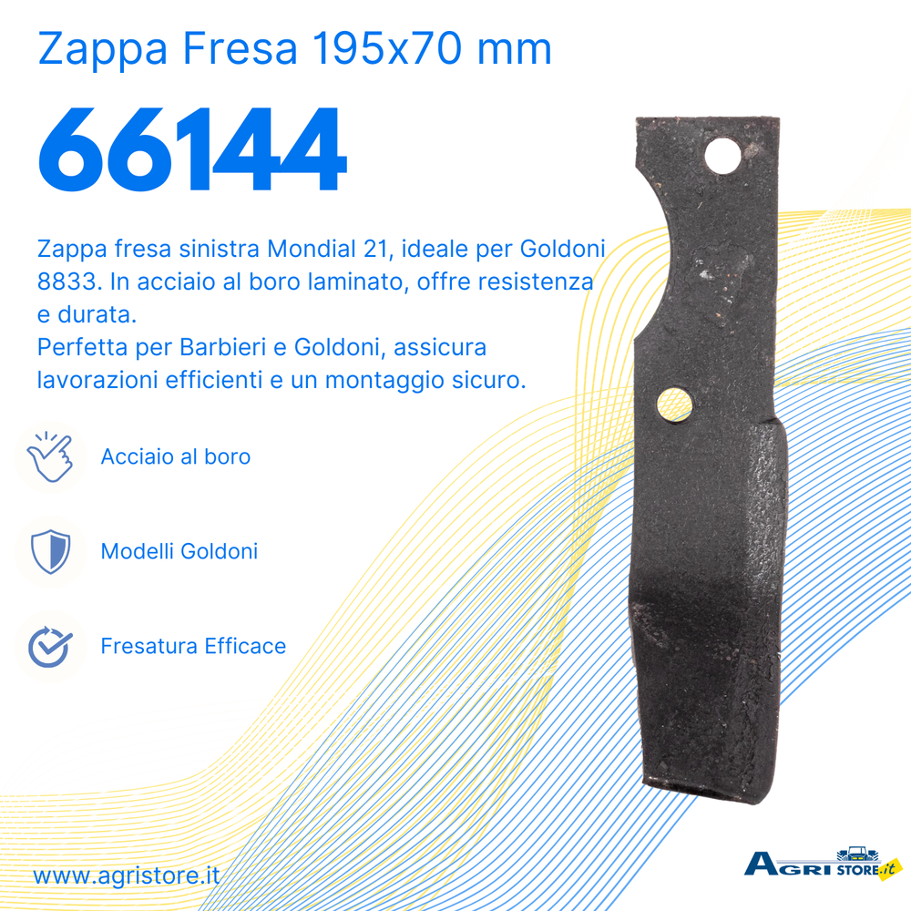 Zappa fresa sx 195x70mm con foro 10,5mm - Ama