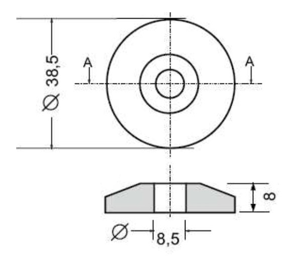 Borchia per cabine foro passante Ø 8,5mm - Ama