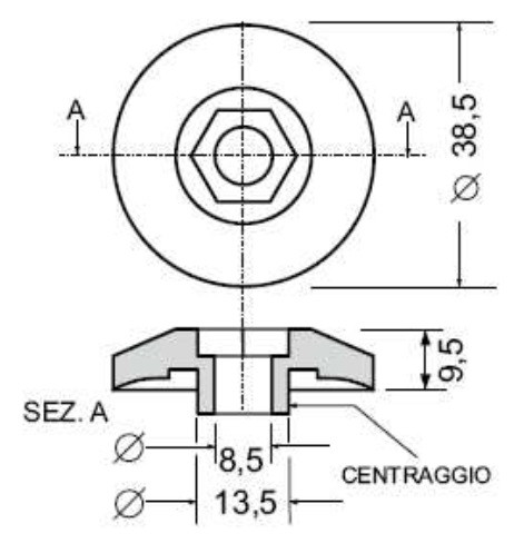 Borchia per cabine foro esagonale Ø 8,5mm - Ama