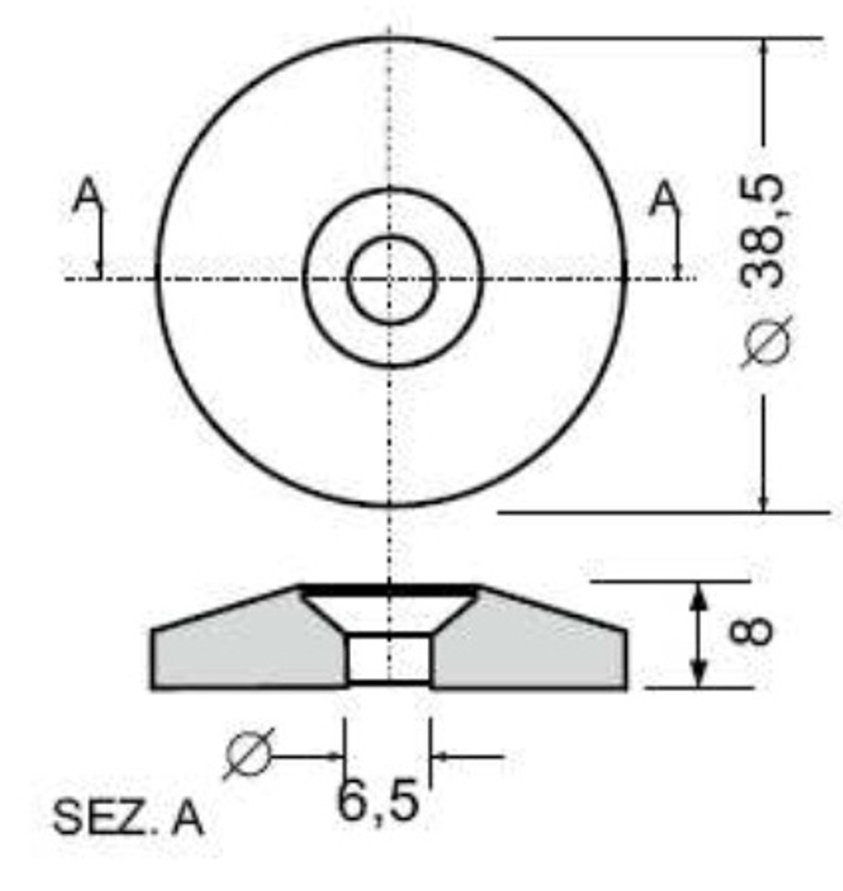 Borchia per cabine foro svasato Ø 6,5mm - Ama Borchia per cabine foro svasato Ø 6,5mm - Ama