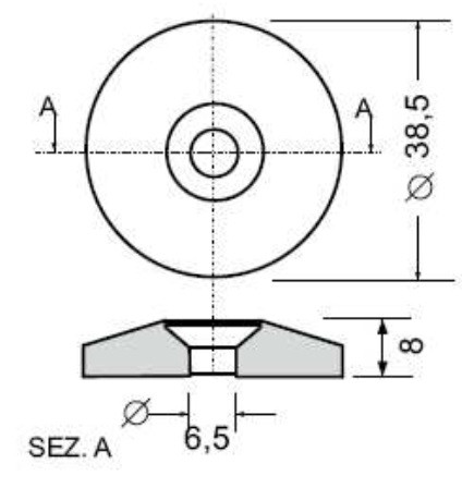 Borchia per cabine foro svasato Ø 6,5mm - Ama