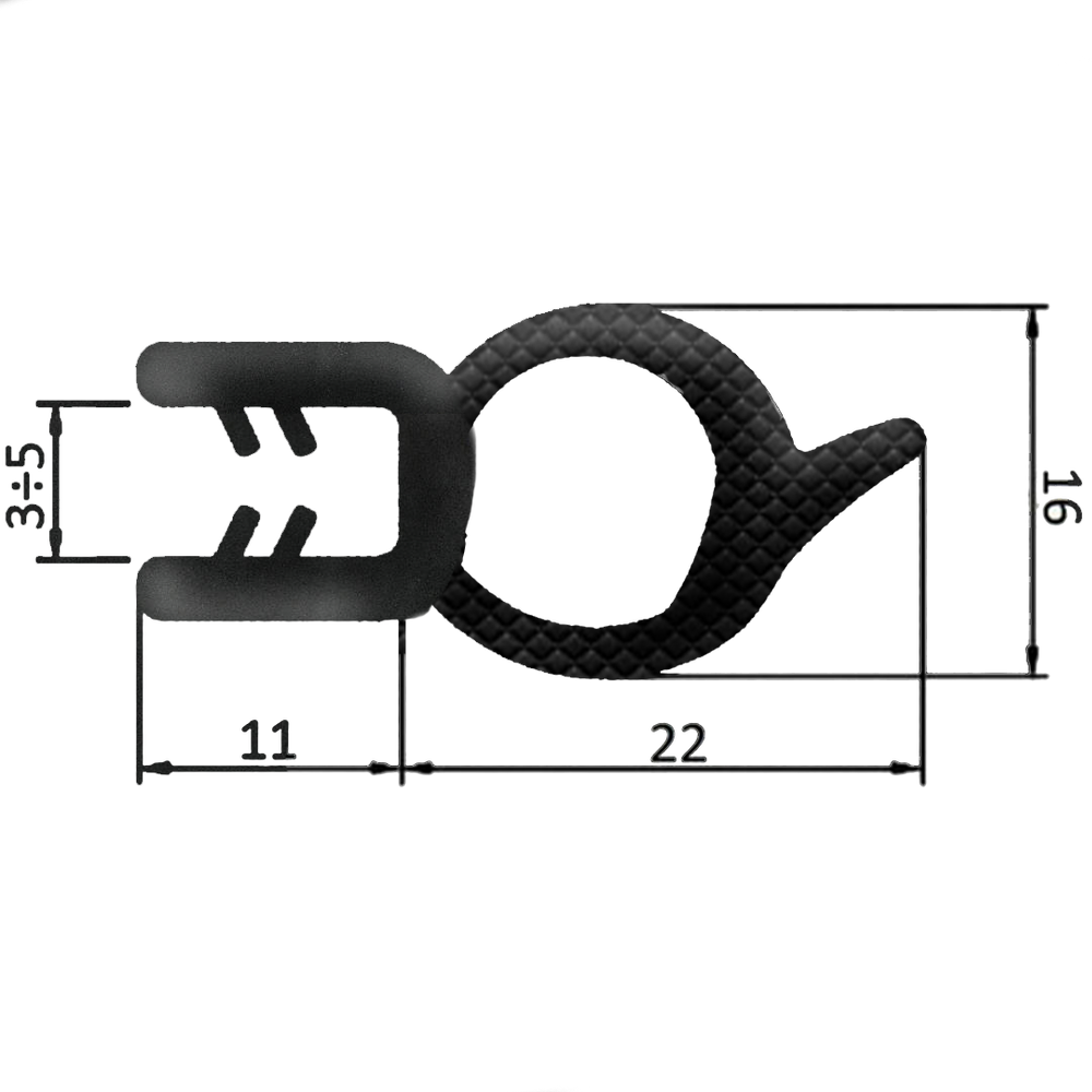 Guarnizione per lamiera o ABS con aggancio da 3mm a 5mm (20 mt) - Ama