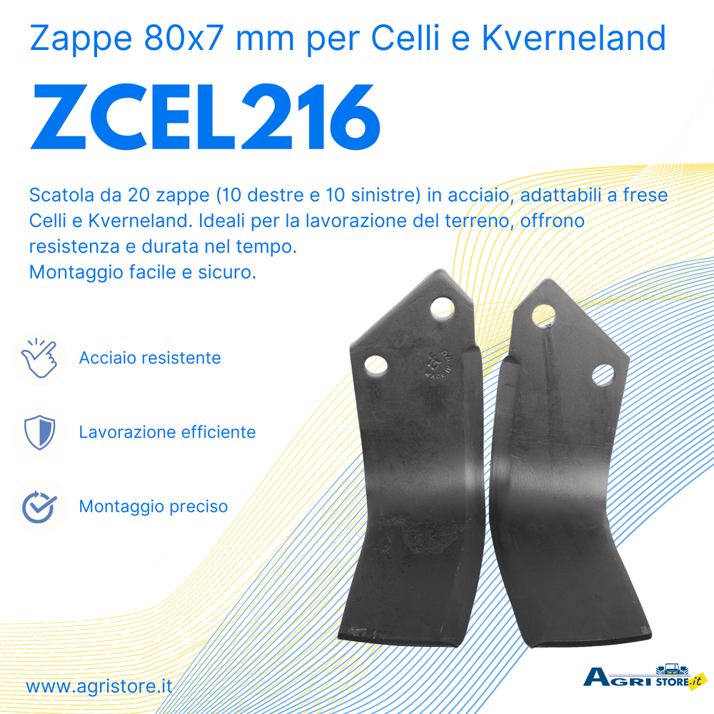 Zappe squadro Ama 80x7mm adattabili Celli e Kverneland in scatola da 20 pezzi - Ama