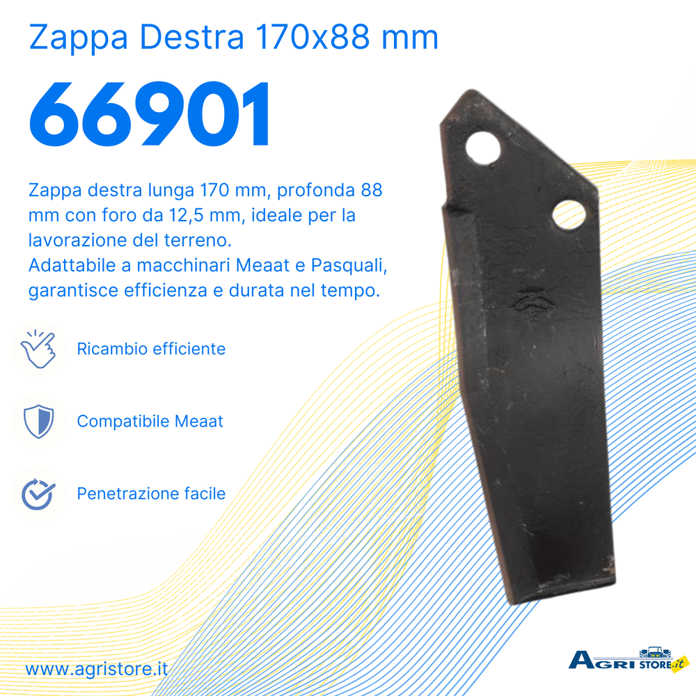 Zappa dx 170x88mm con foro 12,5mm - Ama