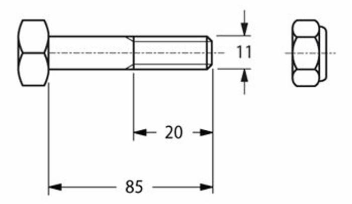 Vite esagonale M11 per grilli - Ama
