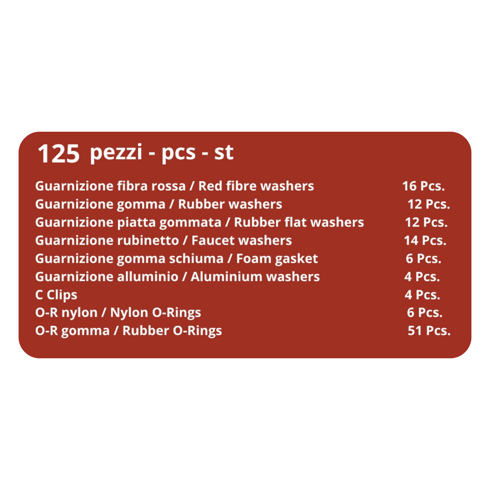 Assortimento o-ring in gomma da 125 pezzi - Ama