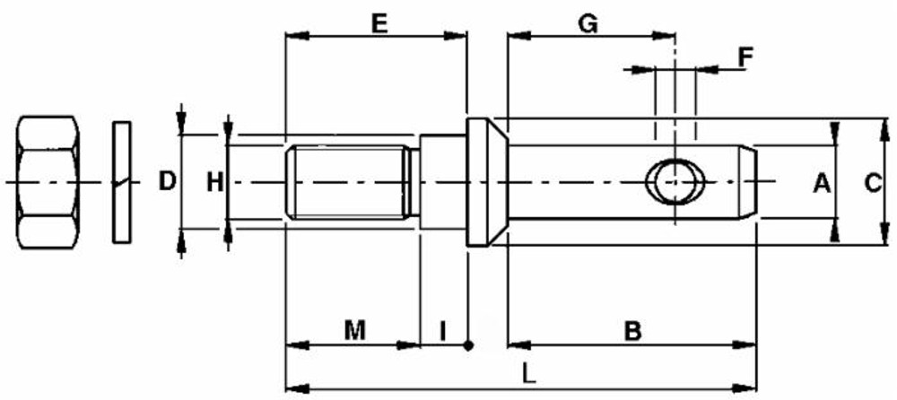 Perno d'attacco ø28-22 m22x1,5 - Ama