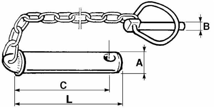 Perno per 3°punto ø19x120mm con spina scatto - Ama