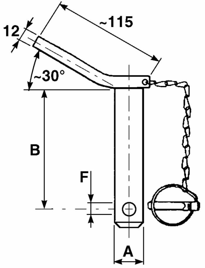Perno con maniglia,spina e catena ø 22x175mm - Ama