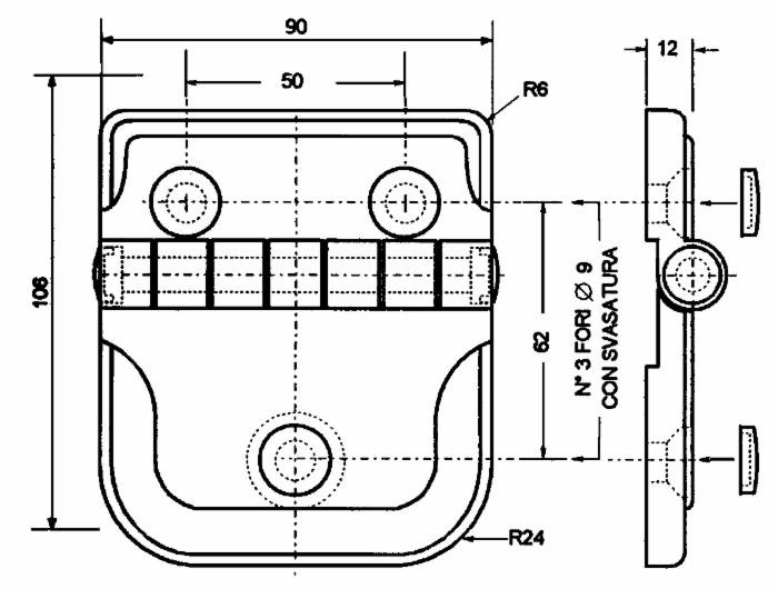 Cerniera in plastica per portiera larghezza 90mm e intereasse 50mm - Ama