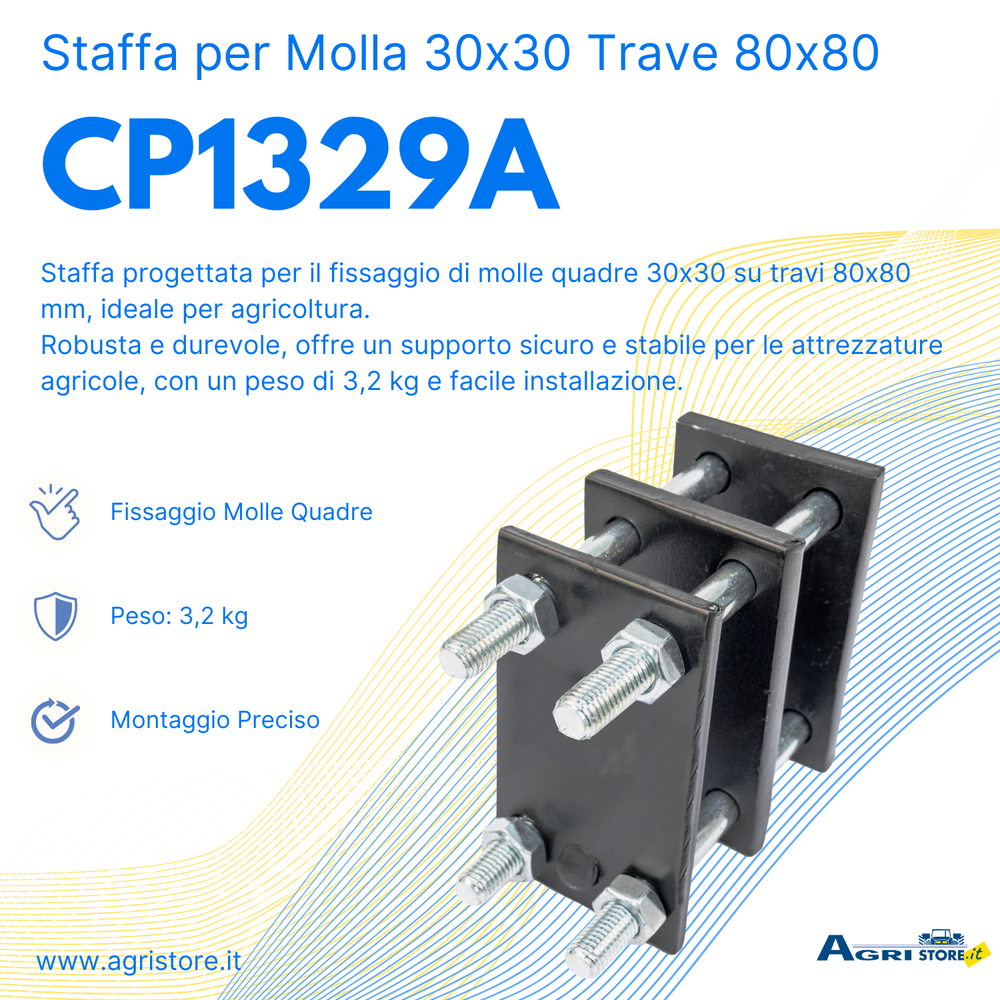 Staffa completa per molla 30x30 trave 80x80 - Ama