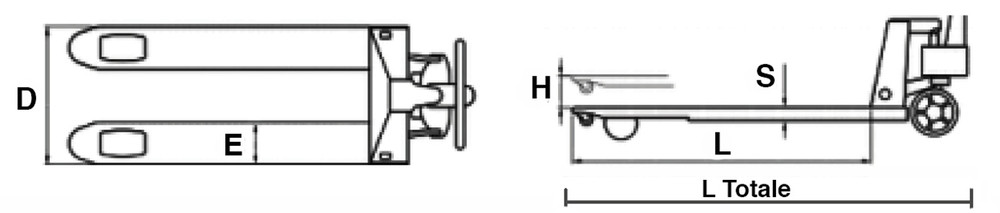 Transpallet manuale portata di 2,5 tonnellate,lunghezza 800mm e larghezza 540mm - Ama