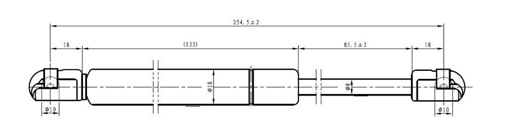 Molla a gas Ama Lmax 254,5 mm, 400N, corsa 85,5 mm - Ama
