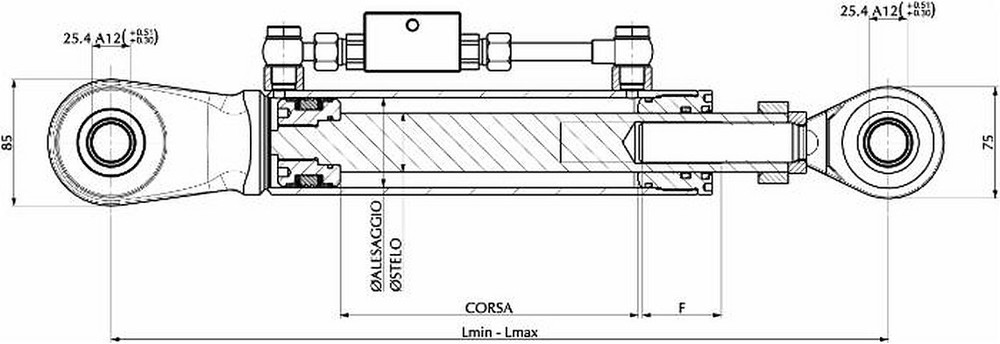 Terzo punto idraulico 70x45x300mm - Ama