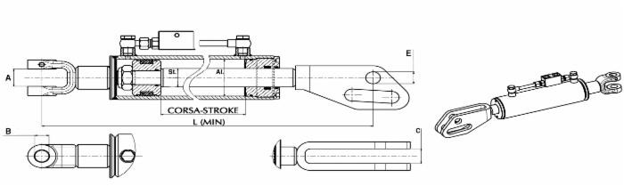 Braccio laterale idraulico 80x40x145 mm - Ama