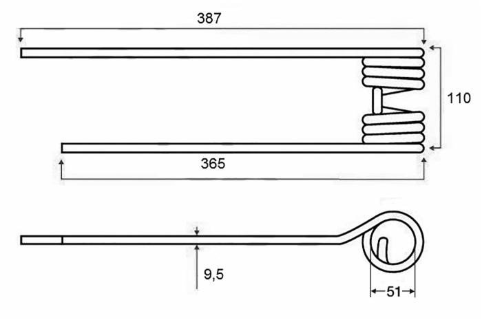 Dente girello sx originale Kuhn 58740600 filo 9,5 - Kuhn