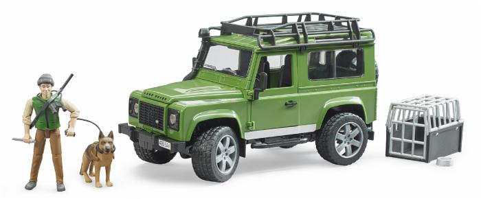Bruder land rover defender station wagon con cane e cacciatore - Bruder