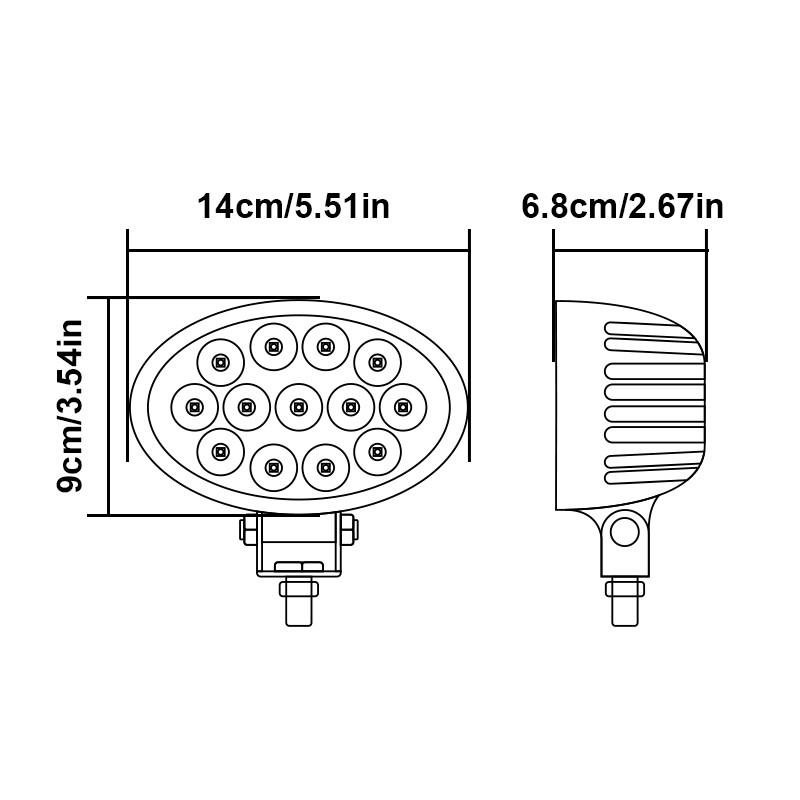 Faro da lavoro LED ovale Ama 39W 3120LM IP67 - Ama