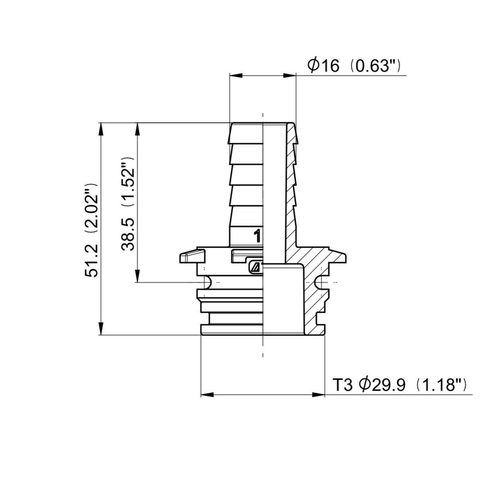 Portagomma dritto Arag con attacco T3M e diametro 16mm - Arag