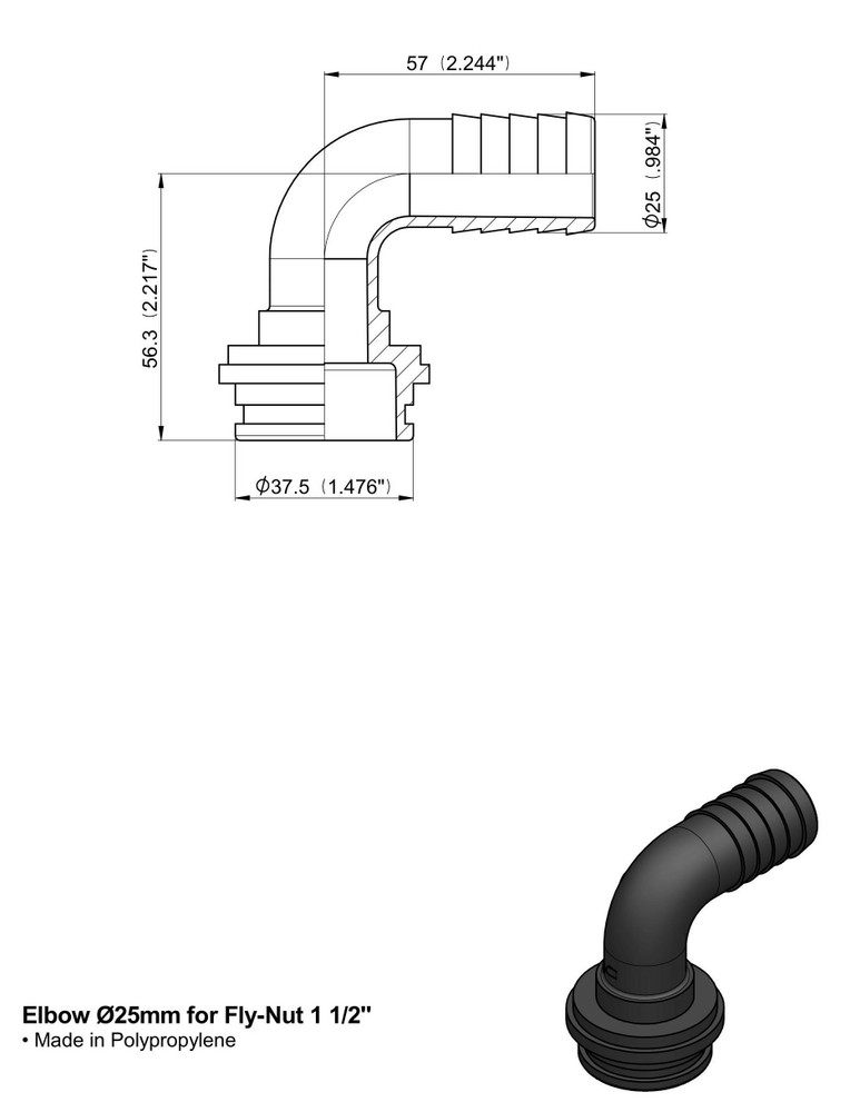 Raccordo portagomma Arag 90° per girello diametro 25mm - Arag