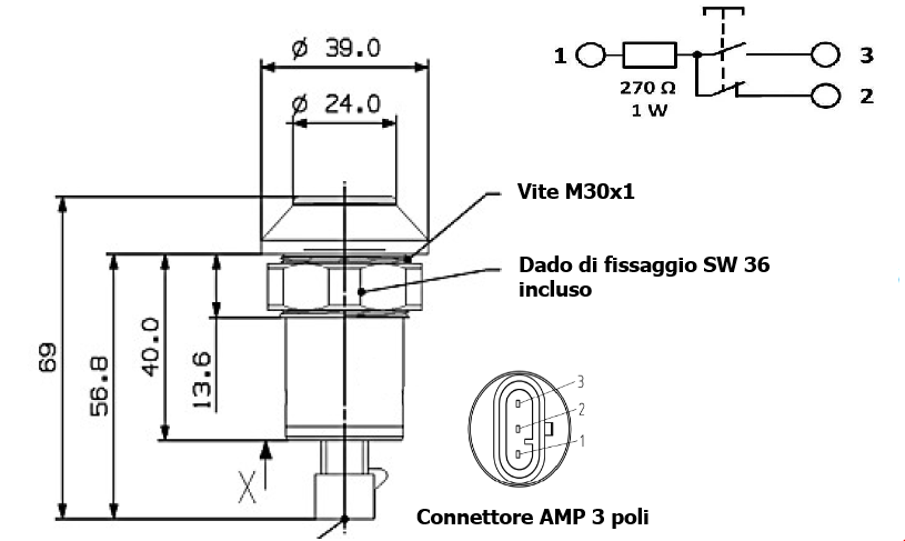 Interruttore a pulsante Pneutron giallo per ambienti agricoli - Pneutron