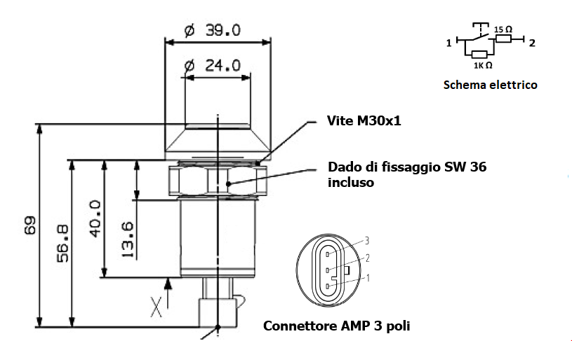 Interruttore a pulsante Pneutron giallo simbolo PTO - Pneutron
