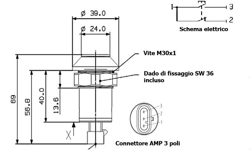 Interruttore a pulsante Pneutron presa di forza giallo - Pneutron