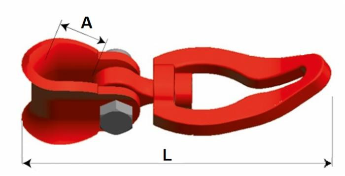 Gancio girevole fune-catena G80 per catena Ø 7/8mm lunghezza 200mm - No brand