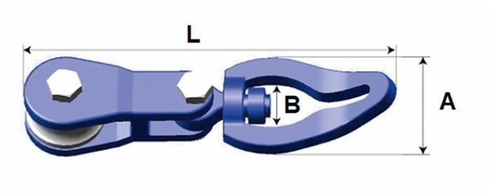 Gancio girevole fune-catena con puleggia G100 per catena Ø 7/8mm - No brand