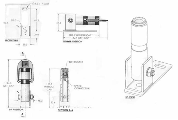 Piantone per lampeggiante con staffa inclinabile - Ama