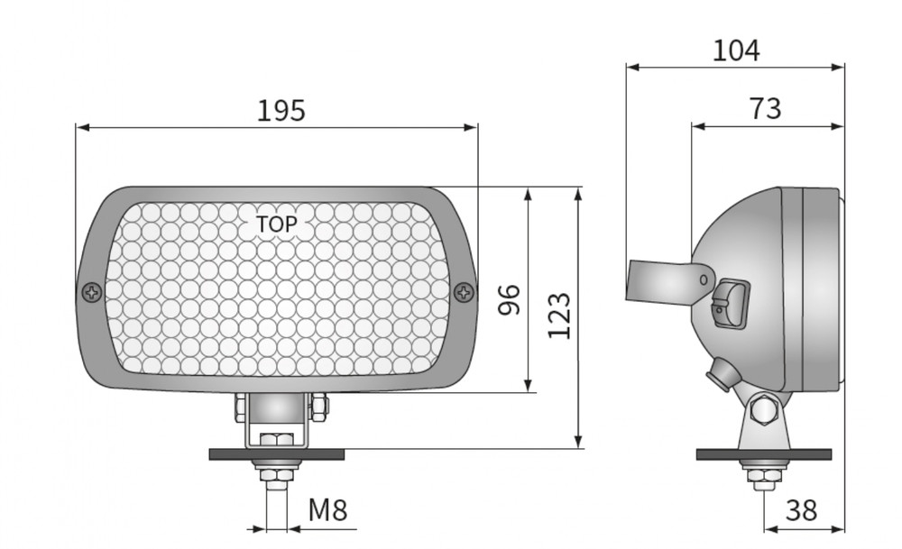 Faro alogeno ampio raggio rettangolare 195x96mm - Ama