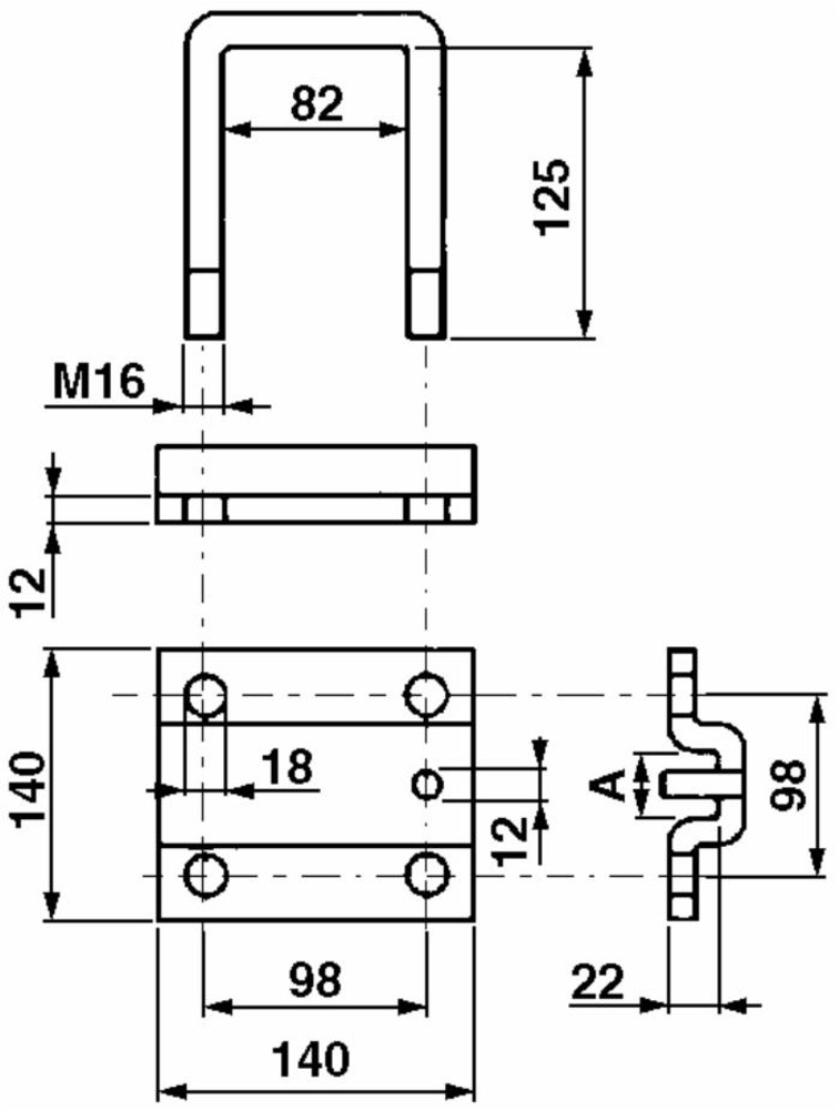 Staffa fissaggio molla quadra 30x30 - Ama
