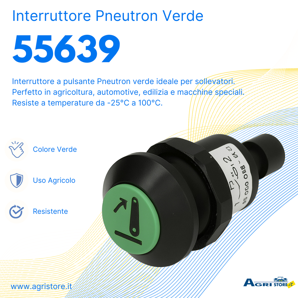 Interruttore a pulsante Pneutron Verde per sollevatore alzato - Pneutron