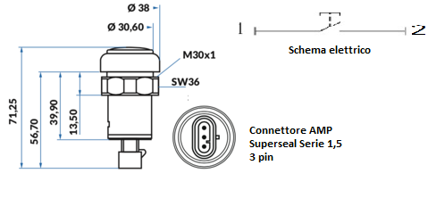 Interruttore a pulsante Pneutron Nero per funzione di sollevatore abbassato - Pneutron