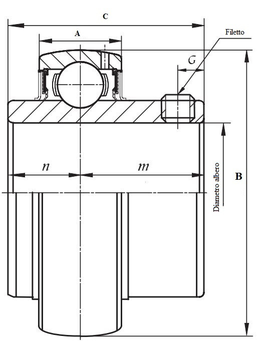 Cuscinetto per supporto Ama UC 210, diametro albero 50 mm, filettatura M10 - Ama