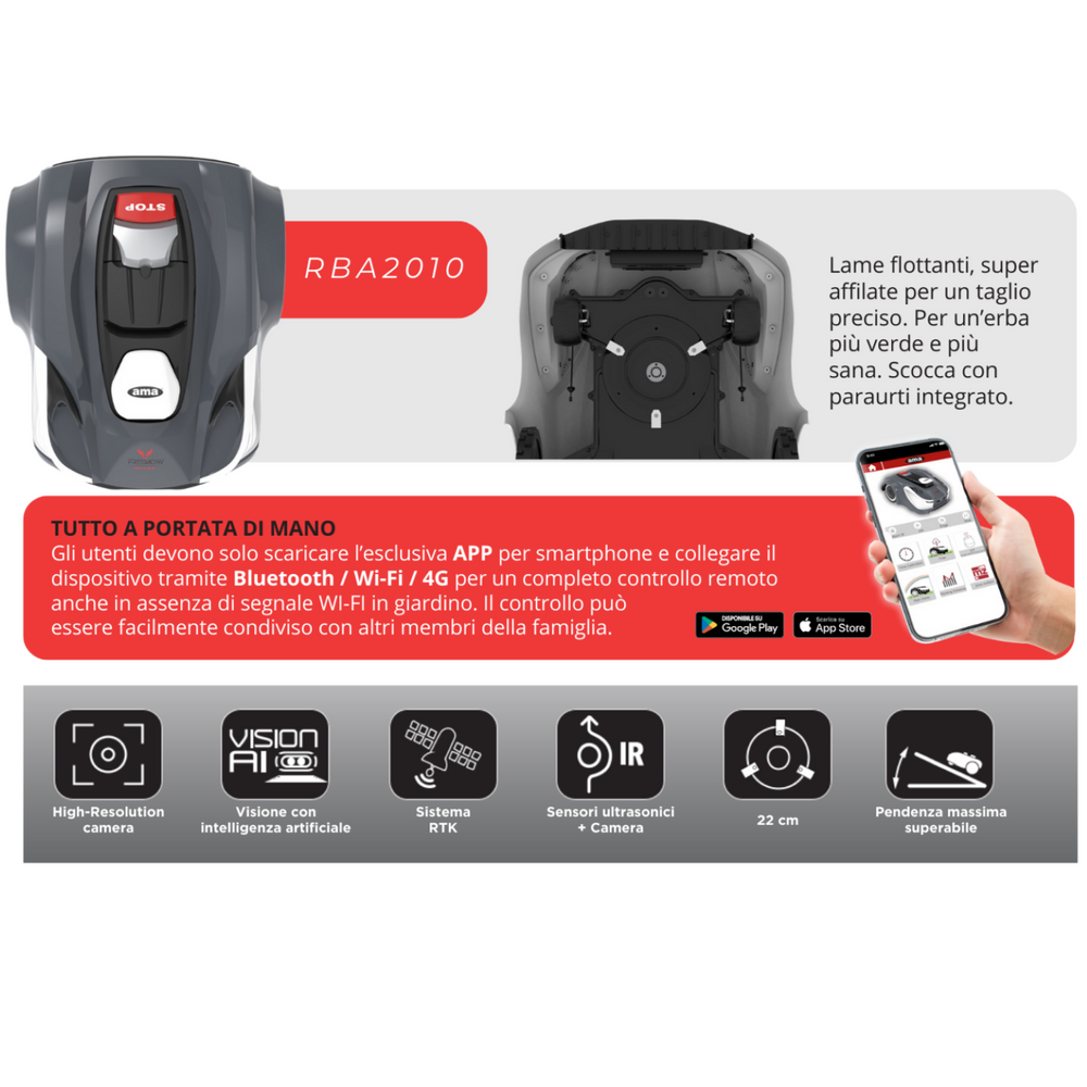 Robot tosaerba Freemow RBA501 taglio fino a 500 mq - Ama
