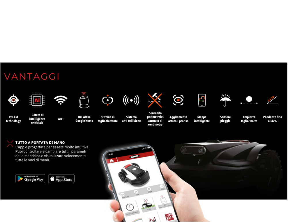 Robot tosaerba Freemow RBA501 taglio fino a 500 mq - Ama