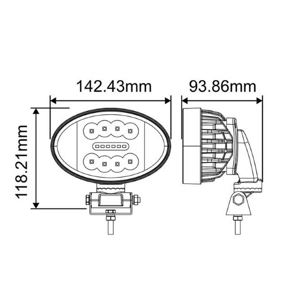 Faro da lavoro a LED ovale 10-36V DC 42W con rotazione 360° - Ama