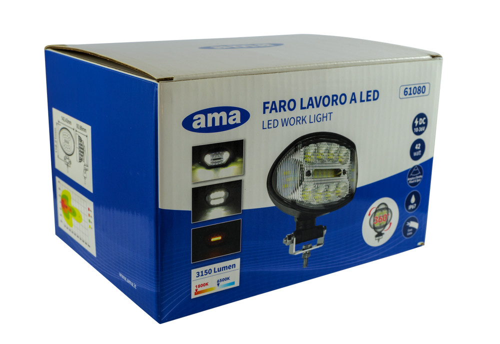 Faro da lavoro a LED ovale 10-36V DC 42W con rotazione 360° - Ama