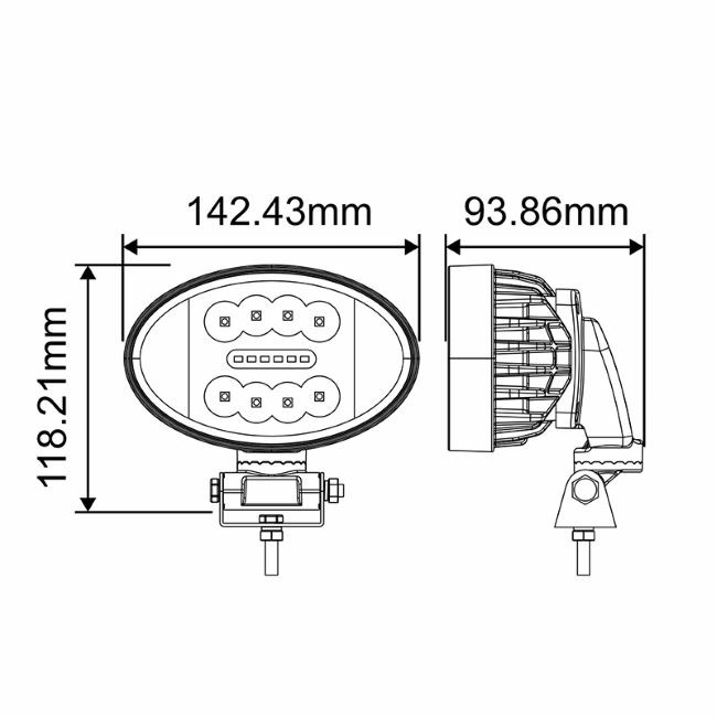 Faro da lavoro a LED ovale 10-36V DC 42W con rotazione 360° - Ama